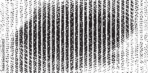 A black-and-white abstract of intersecting vertical lines creates a rhythmic visual.