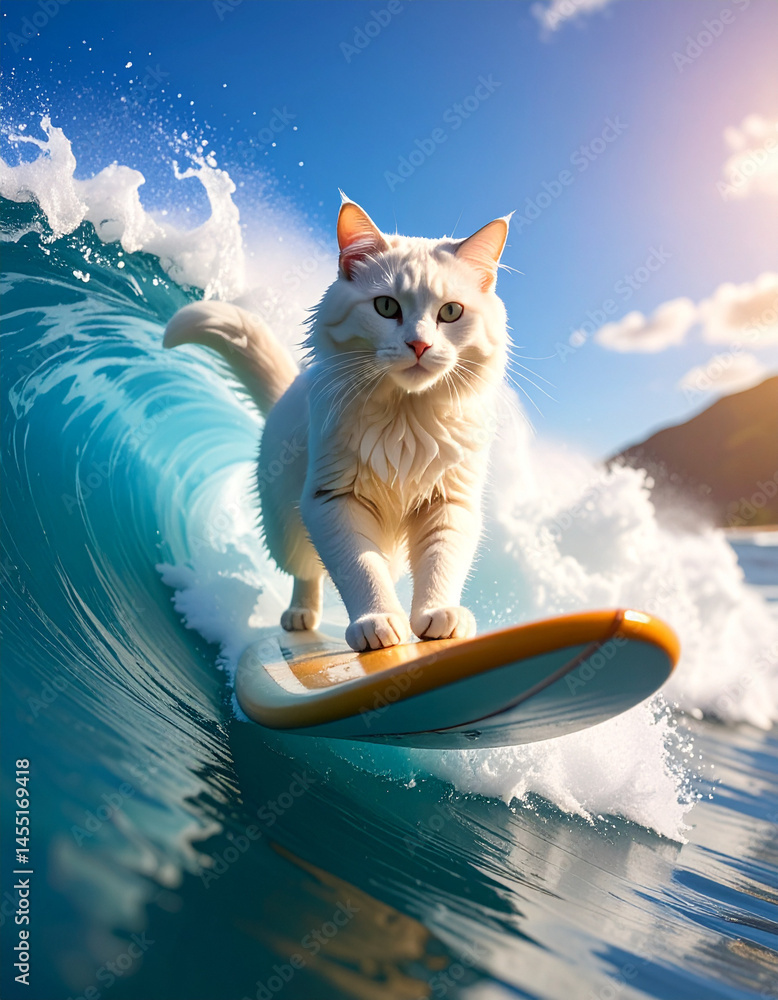 surfer cat catching some waves