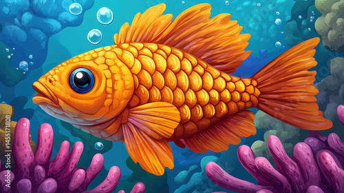 Discover the beauty of a vibrant orange fish resting among colorful sea anemone tentacles in a stunning underwater scene.