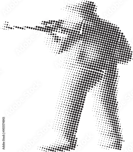A silhouetted figure swings a golf club with focused intensity.
