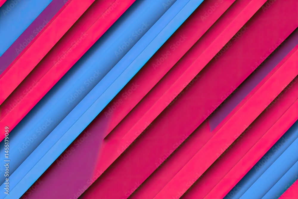 Fototapeta premium Abstract diagonal stripes in vibrant pink and blue Dynamic layered effect