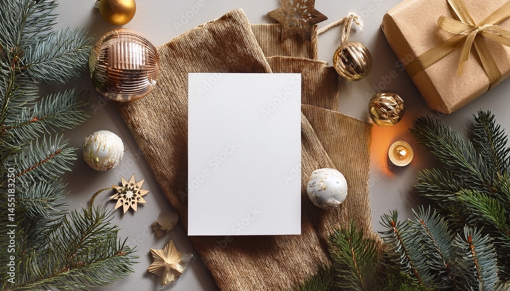 Fototapeta premium christmas card mockup with decorations generative ai
