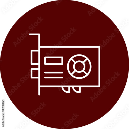 Graphic Card Vector Line Brown Circle Icon Design