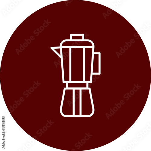 Moka Pot Vector Line Brown Circle Icon Design