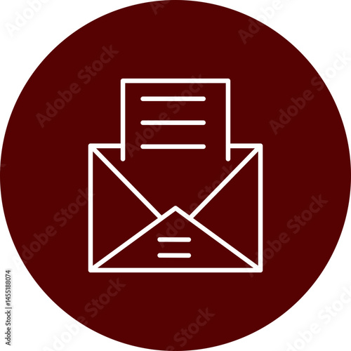 Open Email Vector Line Brown Circle Icon Design