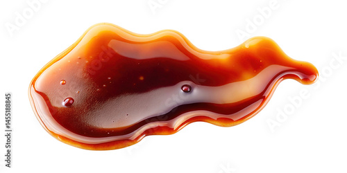 Photography A Detailed Closeup of a Caramel Sauce Spill Isolated on transparent background S