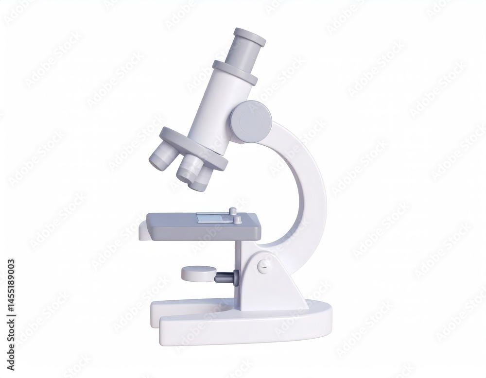 Sleek White Microscope: A Modern, Minimalist 3D Render Sleek White Microscope: A Modern, Minimalist 3D Render