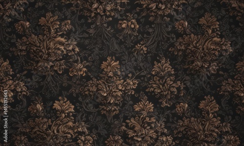 Wallpaper Mural Intricate dark floral damask, seamless pattern , background, craft, shadowy Torontodigital.ca
