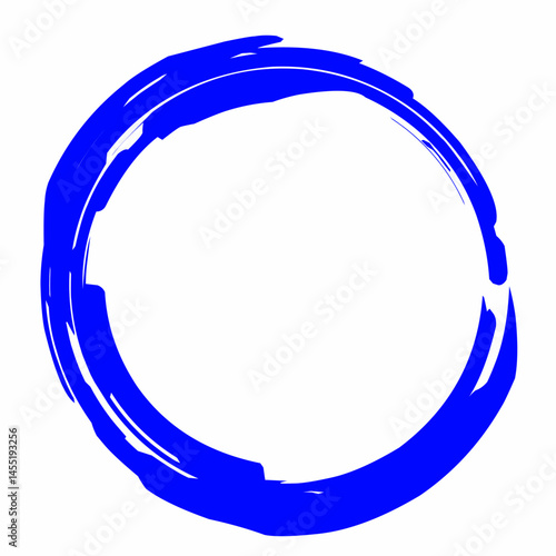 Blue circle logo identity design handrawn brush
