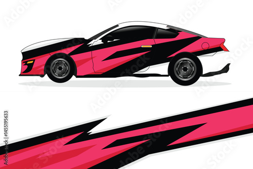 Stylish pink and black sports car illustration