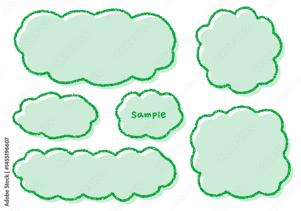 Fototapeta premium 手描きのクレヨン素材 ラフな形のフレームセット