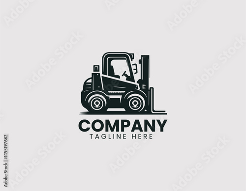 Heavy equipment forklift vector logo illustration. Industrial design with clean and modern style.
