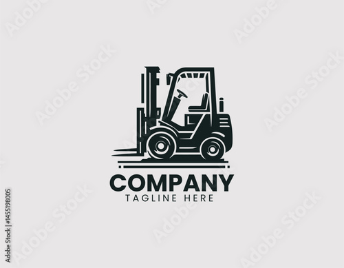 Forklift vector logo design. Heavy equipment illustration with clean, industrial style.