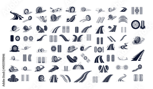 Tire Tread Skid Marks Vector  Drift, Rally & Off-Road Traces