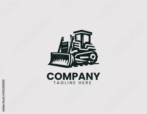 Grader vector logo illustration. Strong design for heavy construction machinery.