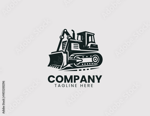 Grader vector logo illustration. Modern design with construction and excavation focus.