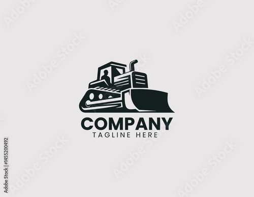Modern grader vector logo design. Strong illustration with construction theme.