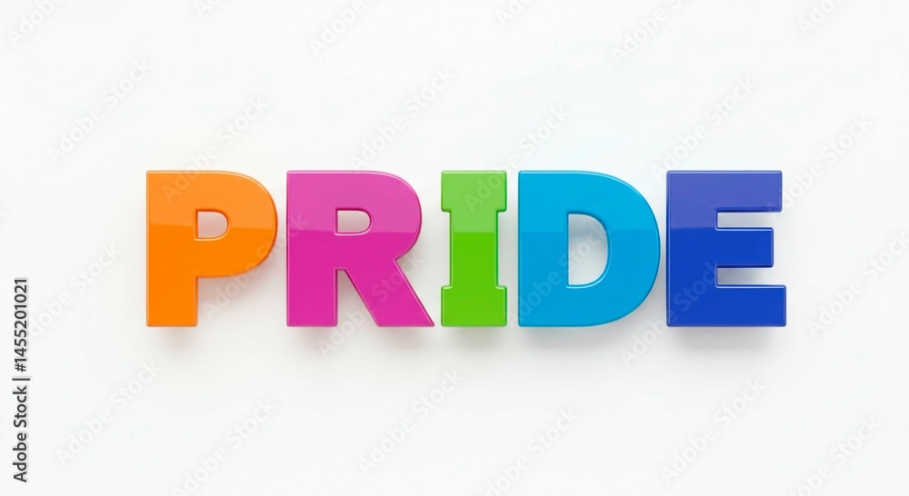 Colorful pride letters on a white background representing lgbtq community and celebration of diversity Colorful pride letters on a white background representing lgbtq community and celebration of diversity