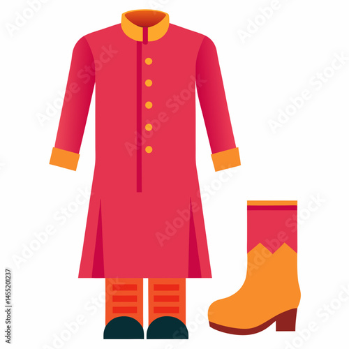 Minimal Kurta Vector on White Background
