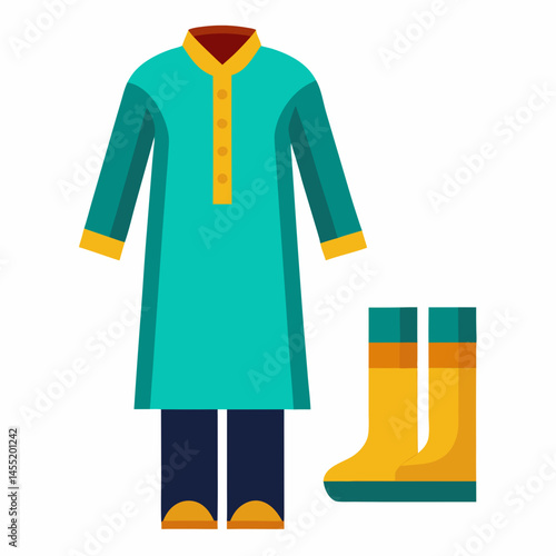 Minimal Kurta Vector on White Background