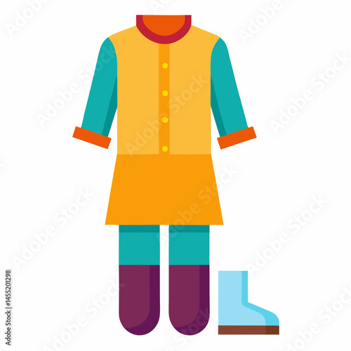 Minimal Kurta Vector on White Background