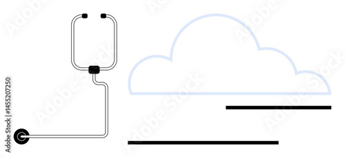 Stethoscope linked to cloud emphasizing connection between healthcare and digital technology. Ideal for telemedicine, healthcare innovation, cloud services, data storage, medical technology, online