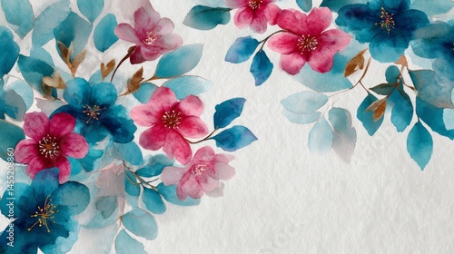 Delicate watercolor floral design on painted background
