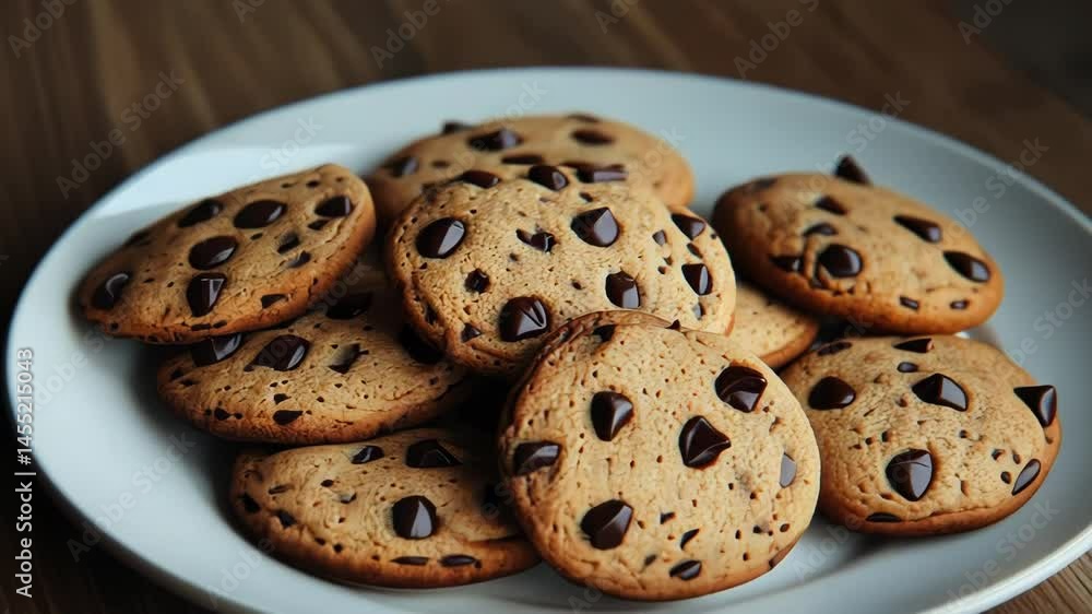 Chocolate chip cookies on plate Chocolate chip cookies on plate