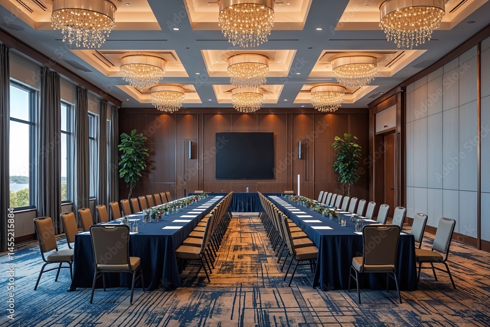Fototapeta premium Modern Business Venue Conference Hall Design Ideas for Innovation and Efficiency