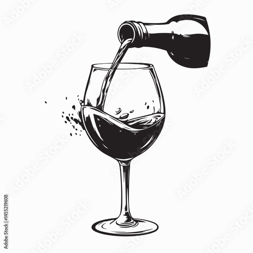 Wine pouring out of a bottle into a glass image vector isolated on white background.