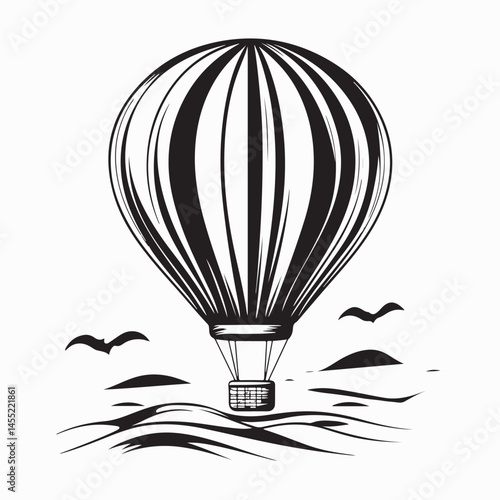 Beautiful Travel Hot Air Balloon Image Vector isolated on white background.