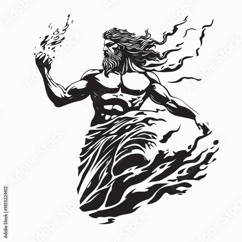 Zeus holding lighting bolt in Greek mythology Image Vector isolated on white background