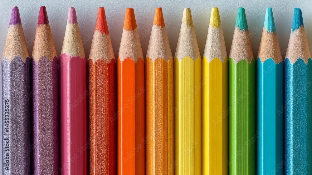 Rainbow gradient of colorful pencils on white background Rainbow gradient of colorful pencils on white background