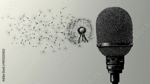 Whispers of the Wind: A Dandelion's Song Through a Vintage Microphone