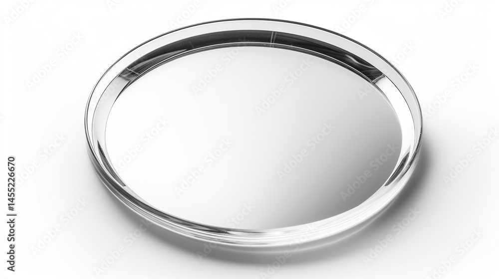 Round serving platter, polished metal Round serving platter, polished metal