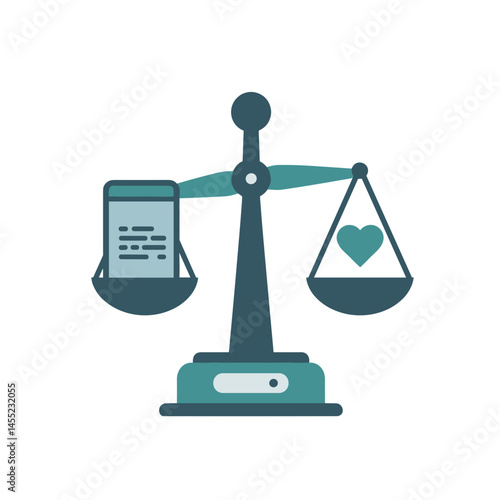 Digital Balance Symbol. Minimalist graphic representing Balance Between Screen and Self, Digital Wellness Concept. Useful for Tech, Mental Health, Productivity, Wellbeing visuals