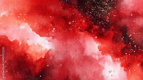 Intense deep red watercolor background