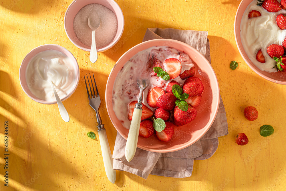 Fresh and sweet strawberries as a summer snack.