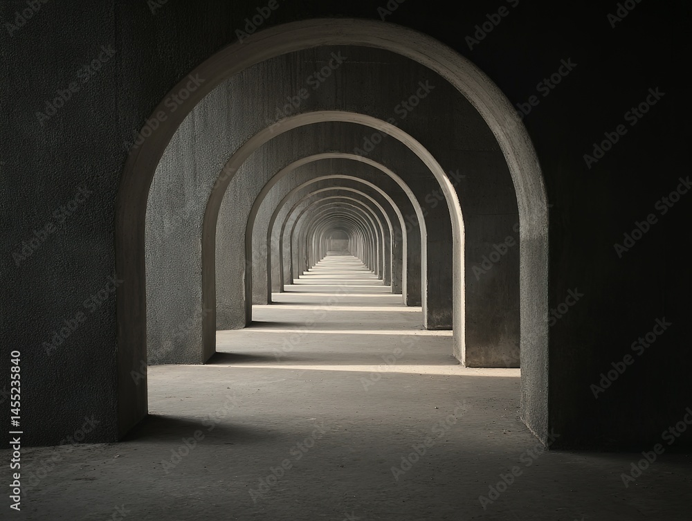 Obraz premium A series of arched passages extending into the distance.