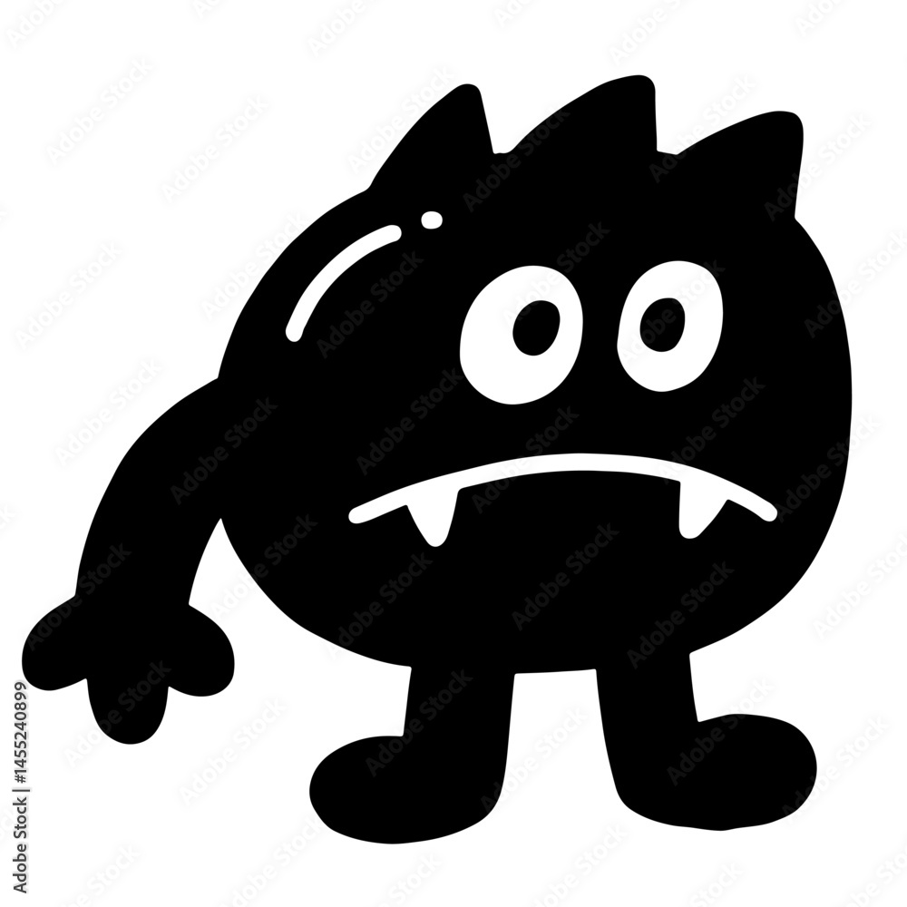 Fototapeta premium A cute black monster with a sad expression, vector illustration.