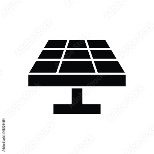 Solar panel icon. Simple solid style. Solar power, sun, renewable energy, cell, heat, light, battery, electric, technology concept. Black silhouette, glyph symbol. Vector illustration isolated.