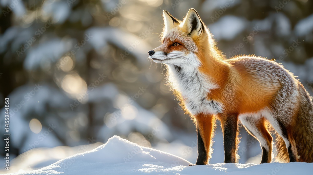 Red fox in snowy forest Red fox in snowy forest