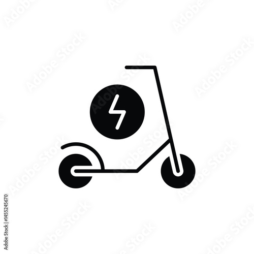 Electric scooter icon. Simple solid style. Eco transport, bike, charge, travel, technology, city, road, Transportation concept. Black silhouette, glyph symbol. Vector illustration isolated.
