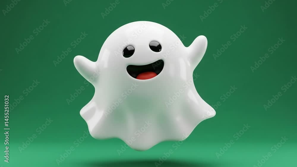 Joyful Halloween Ghost: 3D Render of a Happy Boo Joyful Halloween Ghost: 3D Render of a Happy Boo