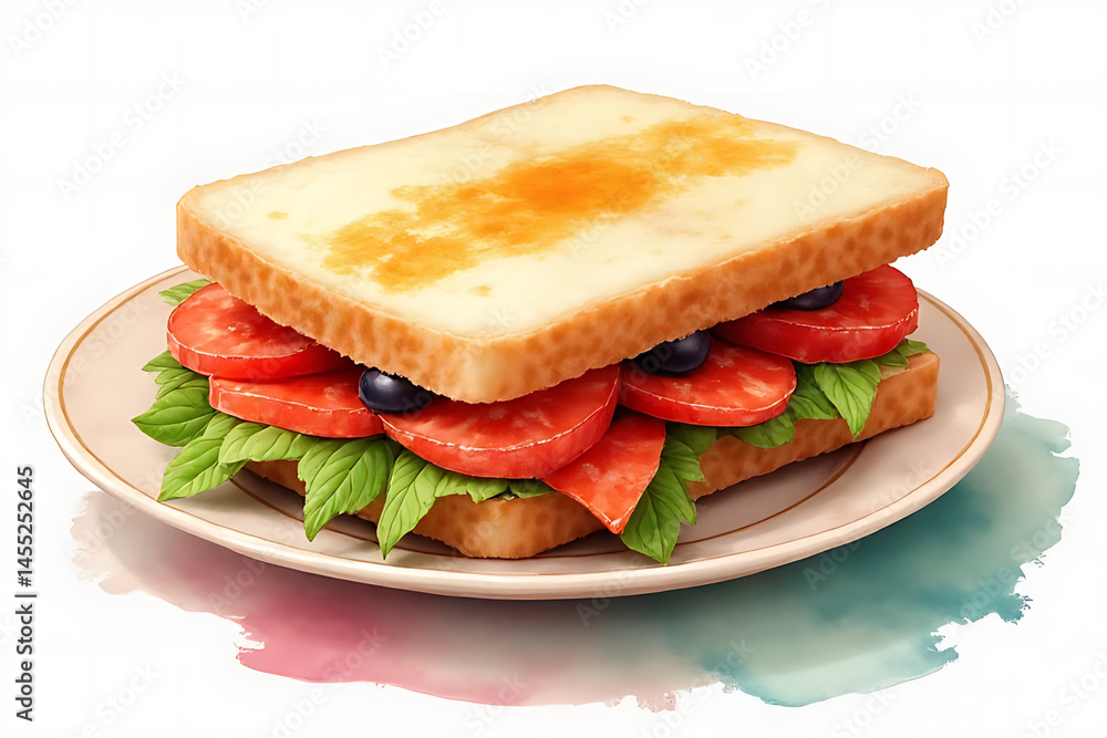 Obraz premium Delicious veggie sandwich creation kitchen food photography bright vibrant healthy concept