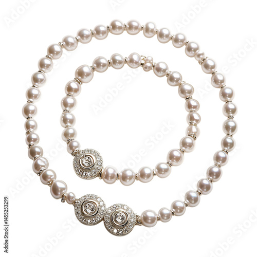 Wallpaper Mural Close Up of Pearl Necklace with Pendant and Diamond Bracelet Isolated on Transparent Background Torontodigital.ca