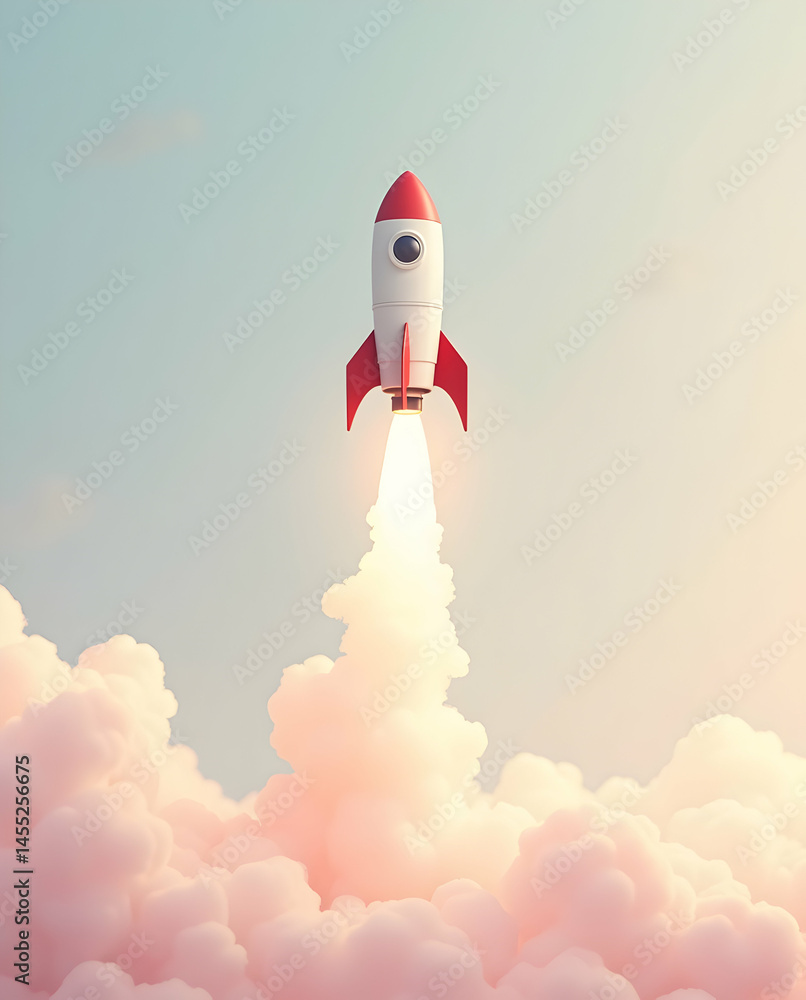 Fototapeta premium Minimalist Rocket Launch