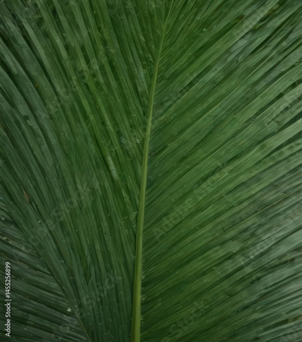 Deep green palm leaf surface showing fine detail and texture , natural background, palm, macro
