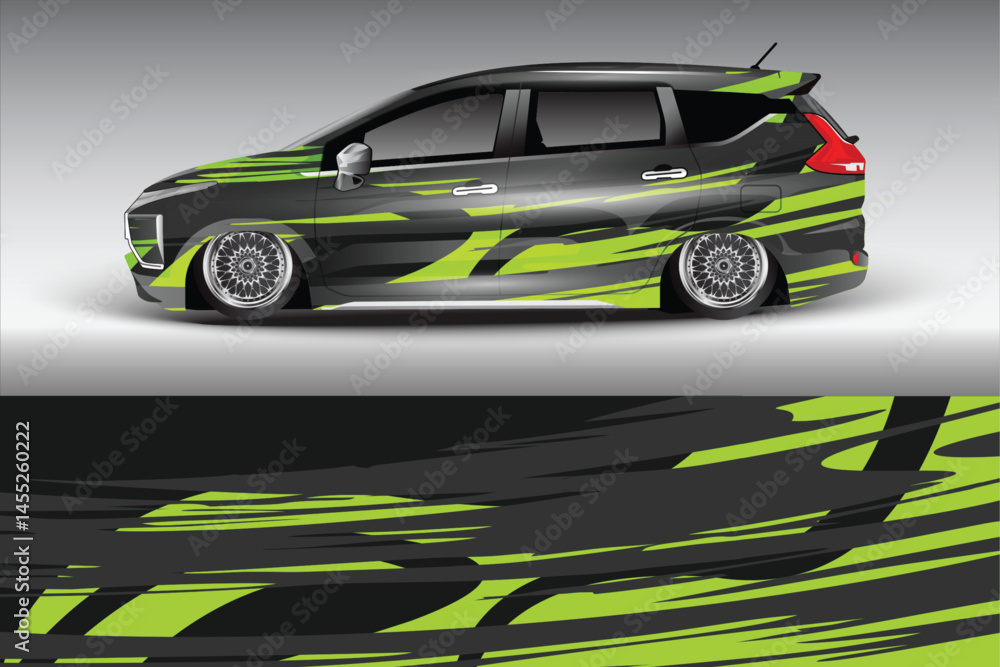Stylish modified car with vibrant green graphics (1) Stylish modified car with vibrant green graphics (1)