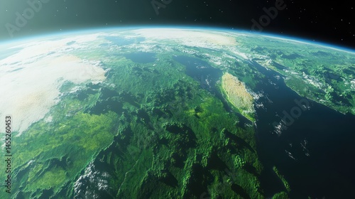 Fototapeta Naklejka Na Ścianę i Meble -  Breathtaking aerial view showcasing the Earth's diverse landscapes from space